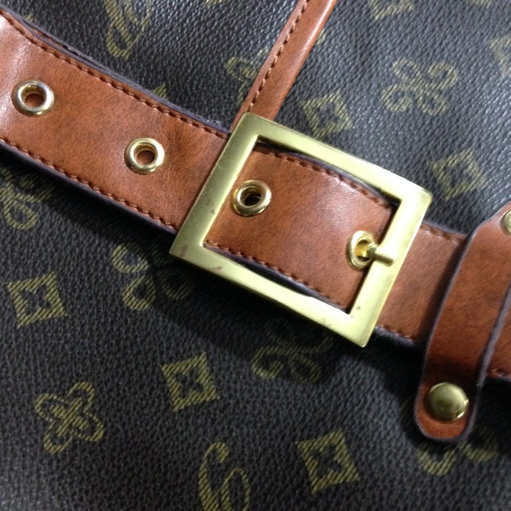 Heavy Duty Fashion Print Vintage Design Large Tote Zippered Bag, Exterior Pocket - Picture 14 of 16